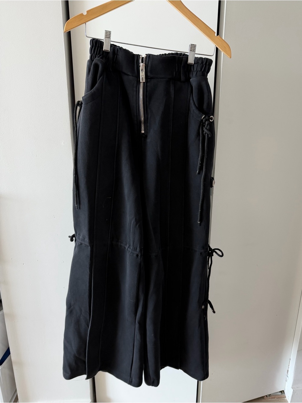 Argue Culture - Edgy Black Wide-Leg Drawstring Pants - XL